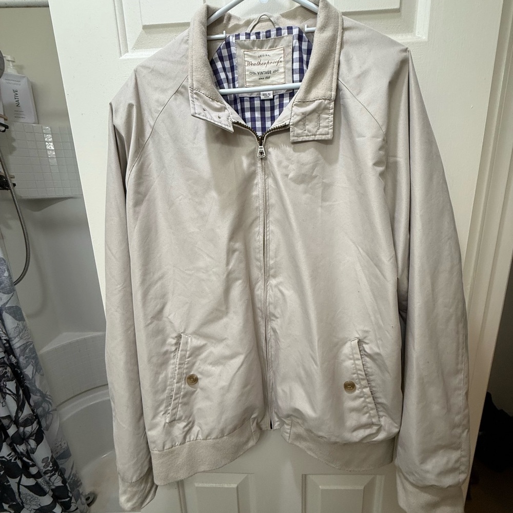 Weatherproof Cream Lightweight Shirt Jacket with Textured Fabric